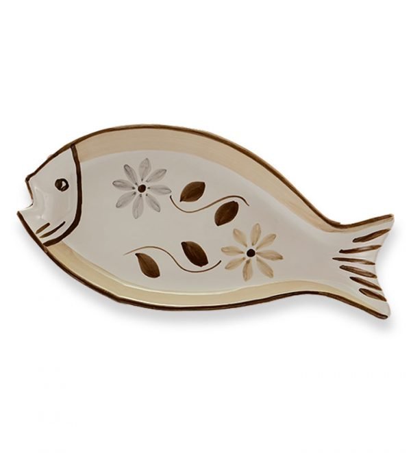 P1077110 copia Vassoio ovale pesce Fiore Stilizzato Beige