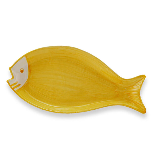 P1077089 copia Vassoio Ovale Pesce Pennellato Giallo Oro