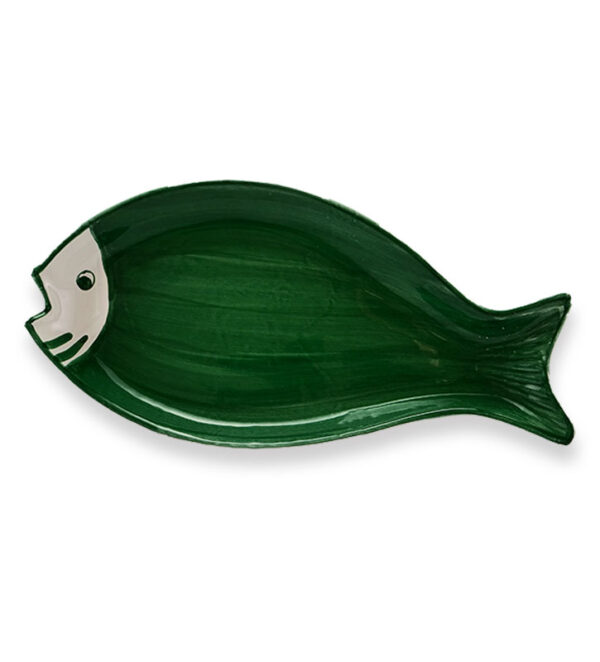 P1077090 copia Vassoio Ovale Pesce Pennellato Smeraldo